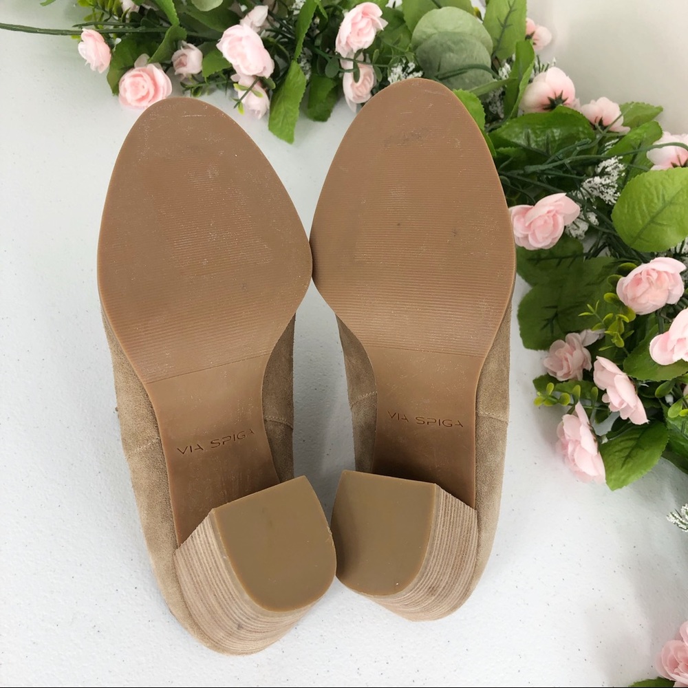 Via Spiga stacked heel suede brown clog sz 6M (#5) - Picture 8 of 8